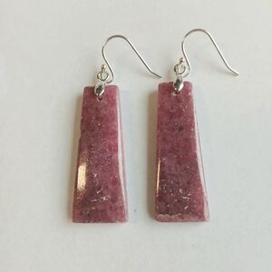 Rhodonite Gemstone Earrings with 925 Sterling Silver Findings